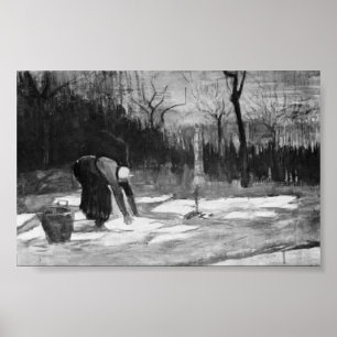 Van Gogh: Frauen verbreiten Wäsche auf einem Feld Poster