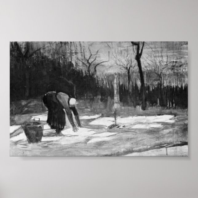 Van Gogh: Frauen verbreiten Wäsche auf einem Feld Poster (Vorne)