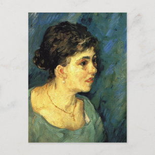 Van Gogh, Frauenportrait in Blau, Vintage Kunst Postkarte
