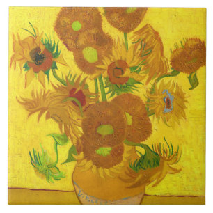 Van Gogh Fünfzehn Sonnenblumen in einer Vase Fine  Fliese
