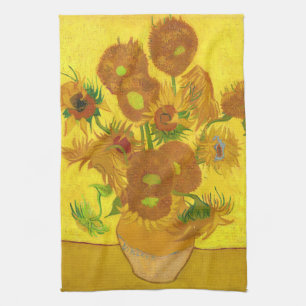 Van Gogh Fünfzehn Sonnenblumen in einer Vase Fine Geschirrtuch