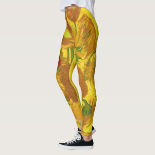 Van Gogh Fünfzehn Sonnenblumen in einer Vase Fine Leggings