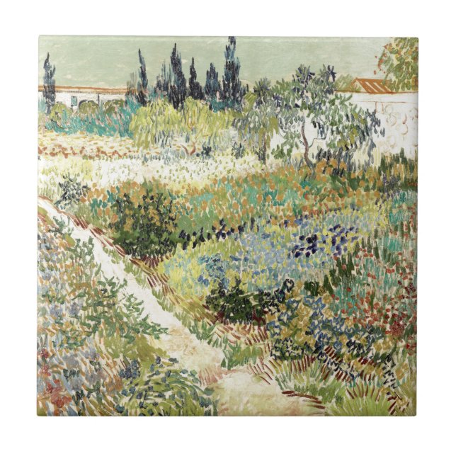 Van Gogh Garden in Arles 1888 Fliese (Vorderseite)
