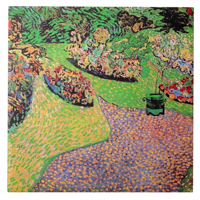 Van Gogh - Garden in Auvers Fliese (Vorderseite)