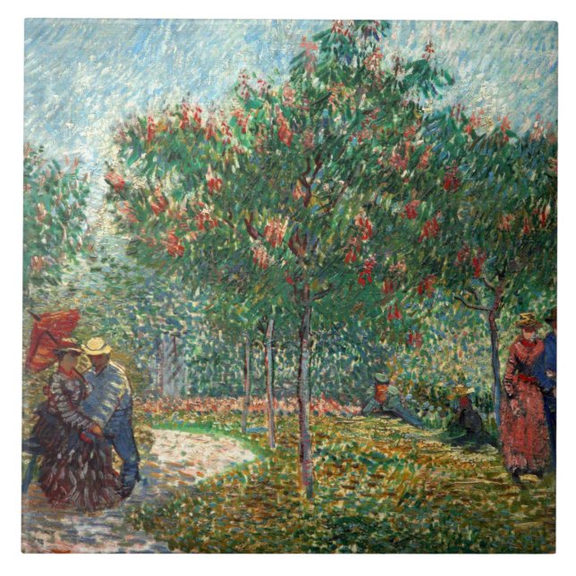 Van Gogh Garden in Montmartre Fliese (Vorderseite)