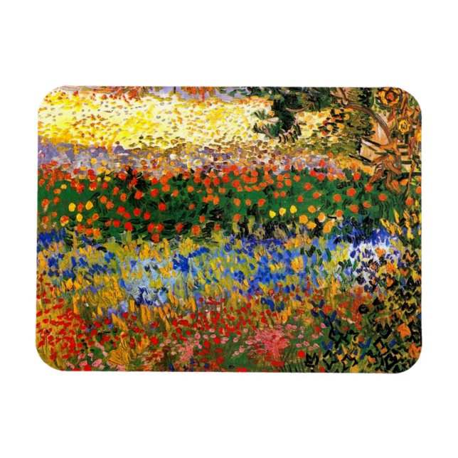 Van Gogh - Garten in Arles (auch Blühgarten genann Magnet (Horizontal)