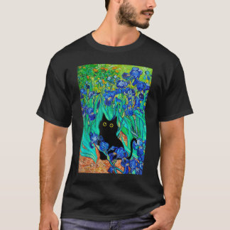 Van Gogh Gemälde Irische Blume Cat Les Iris Cat T-Shirt