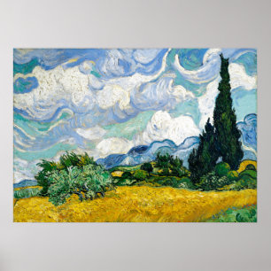Van Gogh Gemälde Kunst Vintage Weizenfeld Zypresse Poster