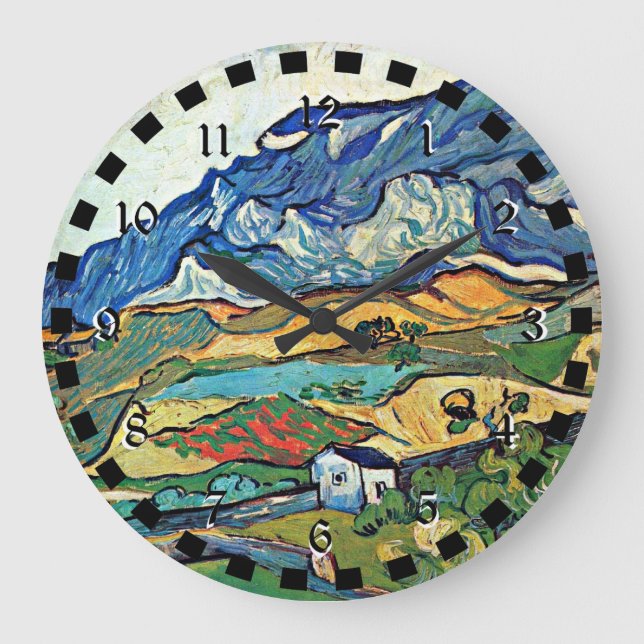 Van Gogh Gemälde, Les Alpilles Bergwelt Große Wanduhr (Vorderseite)