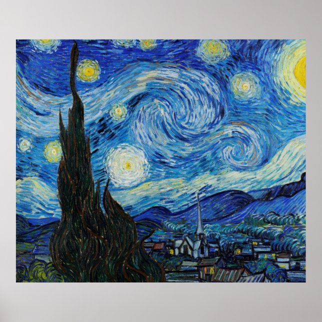 Van Gogh Gemälde of The Starry Night (1889) Poster (Vorne)
