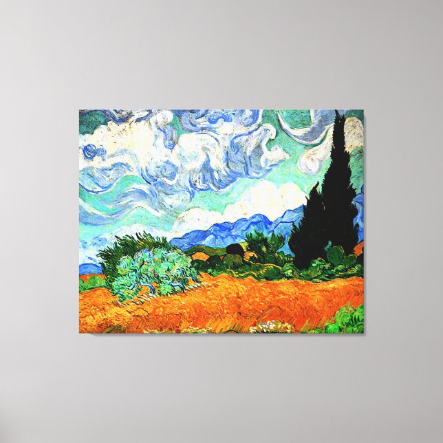 Van Gogh Gemälde, Wheatfield mit Cypress Tree Leinwanddruck (Vorderseite)