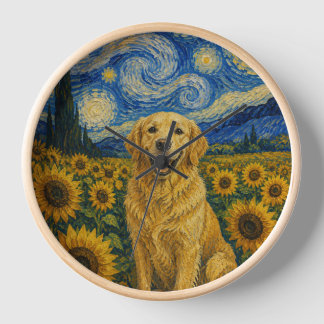 Van Gogh Golden Retriever Hund Uhr