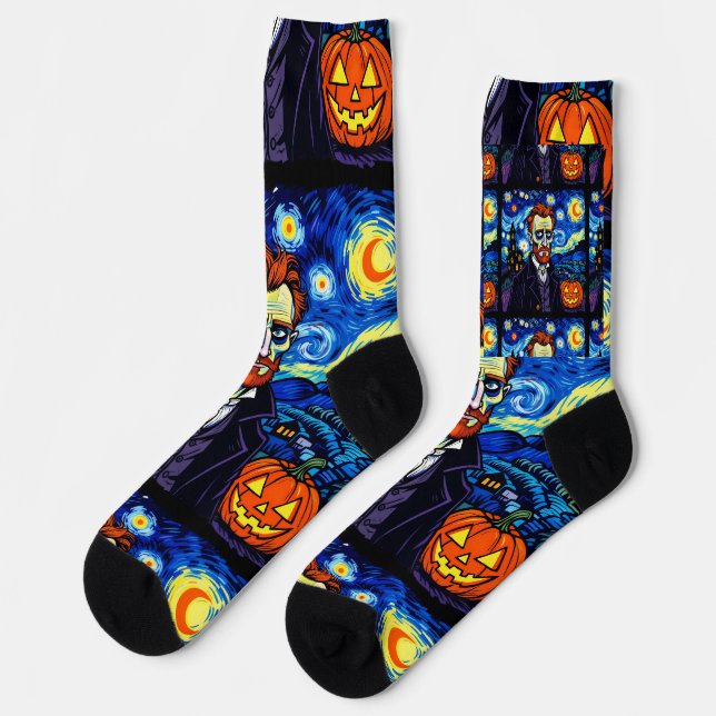 Van Gogh Halloween Portrait - Starry Night mit Pu Socken (Linkes Detail)