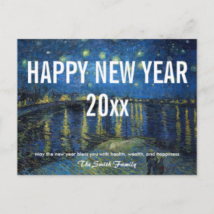 Van Gogh - Happy New Year with Starry Night /Rhone Postkarte