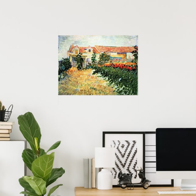 Van Gogh - Haus mit Sonnenblumen Poster (Heimbüro)