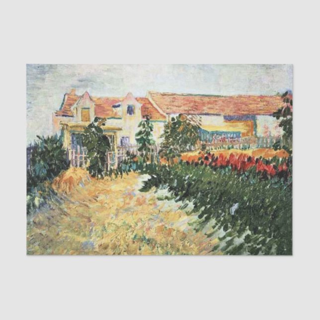 Van Gogh - Haus mit Sonnenblumen Seidenpapier (Vorderseite)