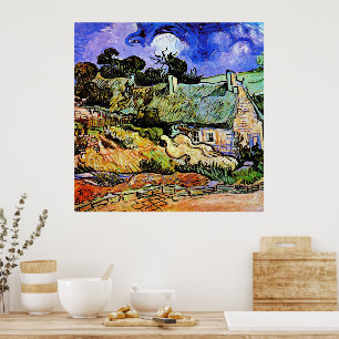 Van Gogh - Häuser mit Strohdächern Poster