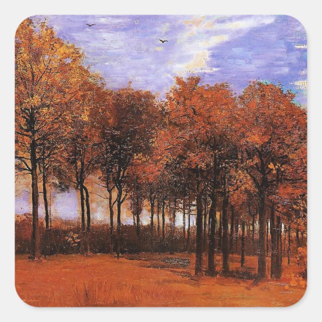 Van Gogh - Herbstlandschaft Quadratischer Aufkleber (Vorderseite)