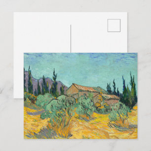 Van Gogh Holzschuppen Gelbe Landschaft Kunst Postkarte