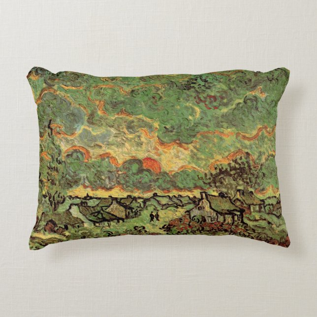 Van Gogh Hütten Cypresses Reminiszenz von Nord Dekokissen (Vorderseite)