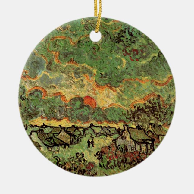 Van Gogh Hütten Cypresses Reminiszenz von Nord Keramik Ornament (Vorne)