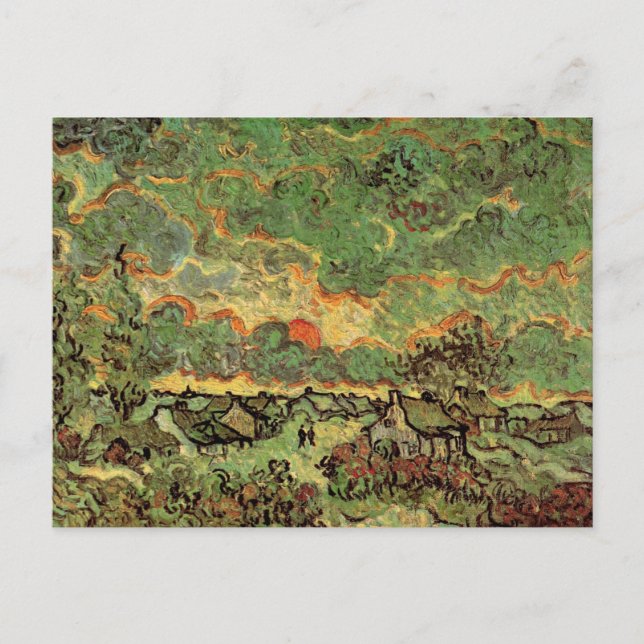 Van Gogh Hütten Cypresses Reminiszenz von Nord Postkarte (Vorderseite)