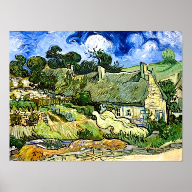 Van Gogh - Hütten in Cordeville Poster (Vorne)