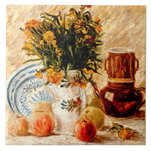 Van Gogh - immer noch Leben mit Kaffeekuchen und B Fliese (Vorderseite)