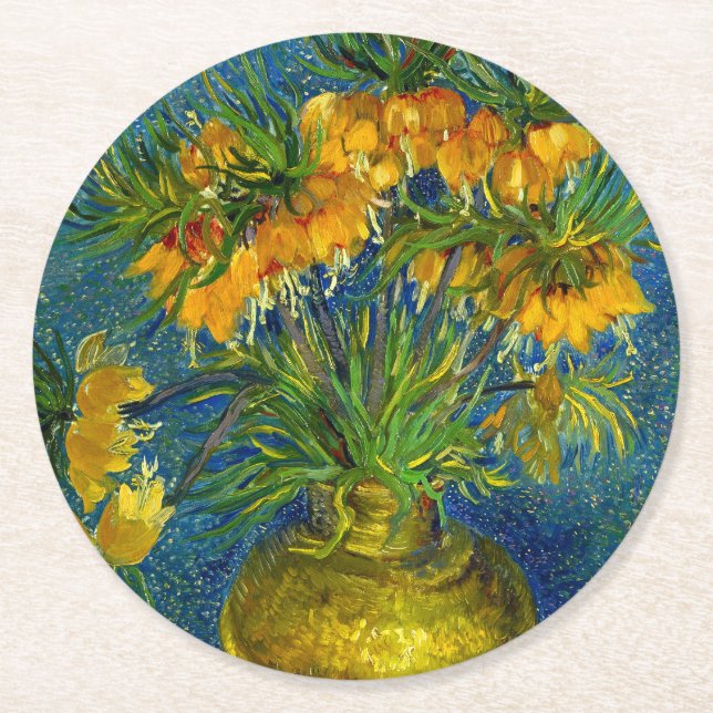 Van Gogh Imperial Fritillaries Runder Pappuntersetzer (Vorderseite)