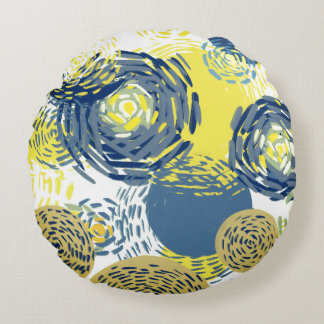 Van Gogh Inspirierte Blues, Gelb, wirbelkissen Rundes Kissen
