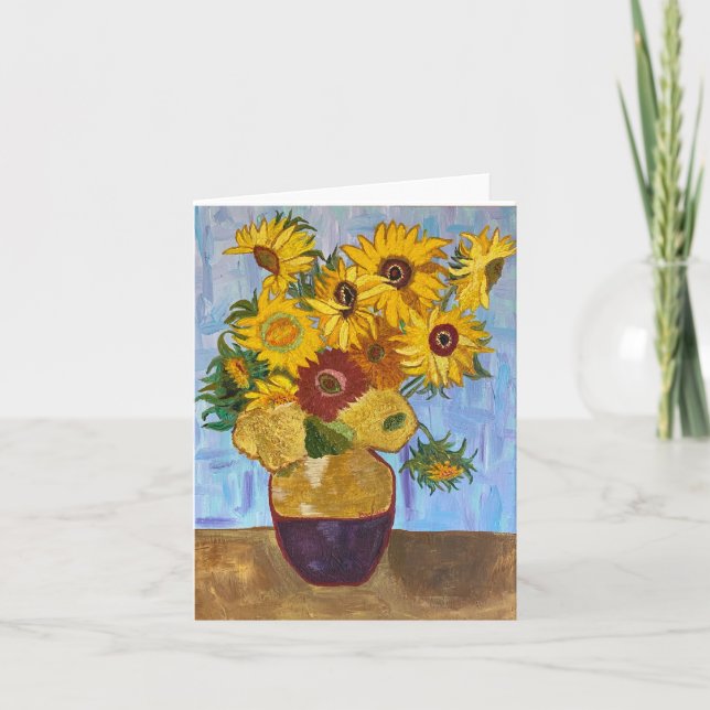 Van Gogh inspirierte Sonnenblumenkarte (Vorderseite)