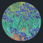 Van Gogh Ire. Blauer Vintager Impressionismus Runder Aufkleber<br><div class="desc">Van Gogh "Ire" Aufkleber. Blauer Blumenimpressionismus Kunst.</div>