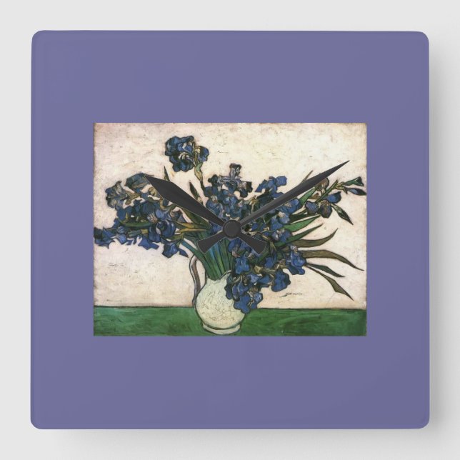 Van Gogh Iris Lavendel Quadratische Wanduhr (Vorderseite)