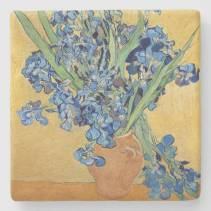 Van Gogh Iris-Vase Blaue Blumen Bouquet Malerei Steinuntersetzer