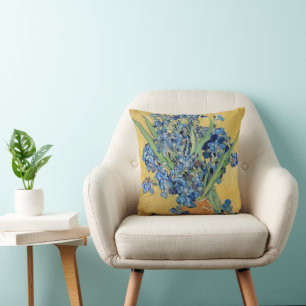 Van Gogh Iris-Vase Gold Wand Blaue Blumen Kunst Kissen