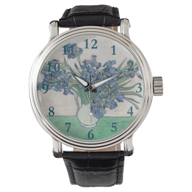 Van Gogh Iris Vase Malerei Impressionismus Armbanduhr (Vorderseite)