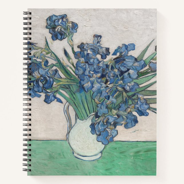 Van Gogh Iris Vase Malerei Impressionismus Notizbuch (Vorderseite)
