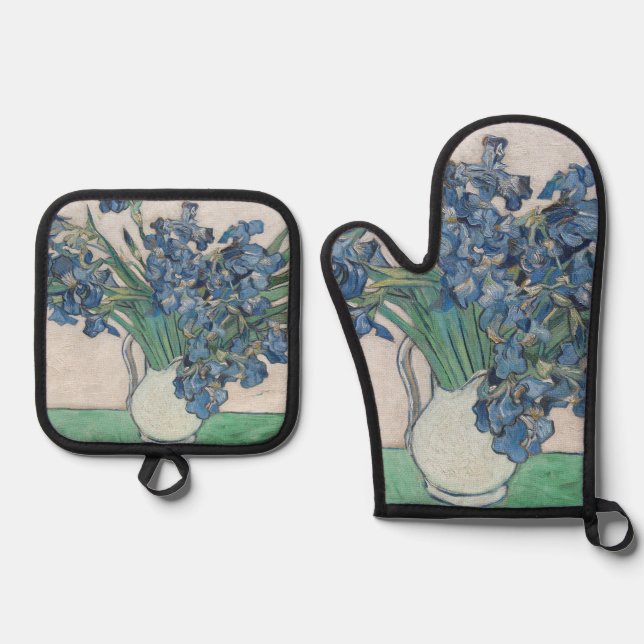 Van Gogh Iris Vase Malerei Impressionismus Ofenhandschuh & Topflappen-Set (Vorderseite)