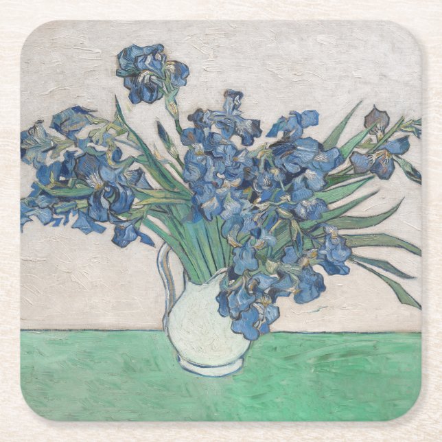 Van Gogh Iris Vase Malerei Impressionismus Rechteckiger Pappuntersetzer (Vorderseite)