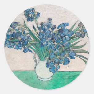 Van Gogh Iris Vase Malerei Impressionismus Runder Aufkleber