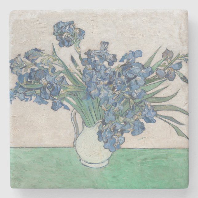 Van Gogh Iris Vase Malerei Impressionismus Steinuntersetzer (Vorderseite)