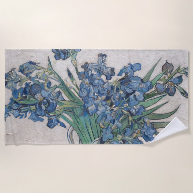 Van Gogh Iris Vase Malerei Impressionismus Strandtuch (Vorderseite)