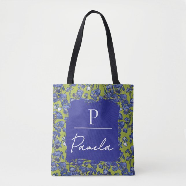 Van Gogh Irises Apfelgrün Monogramm  (Vorderseite)