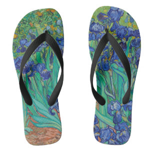Van Gogh Irises. Blaue florale vintage Impressioni Flip Flops