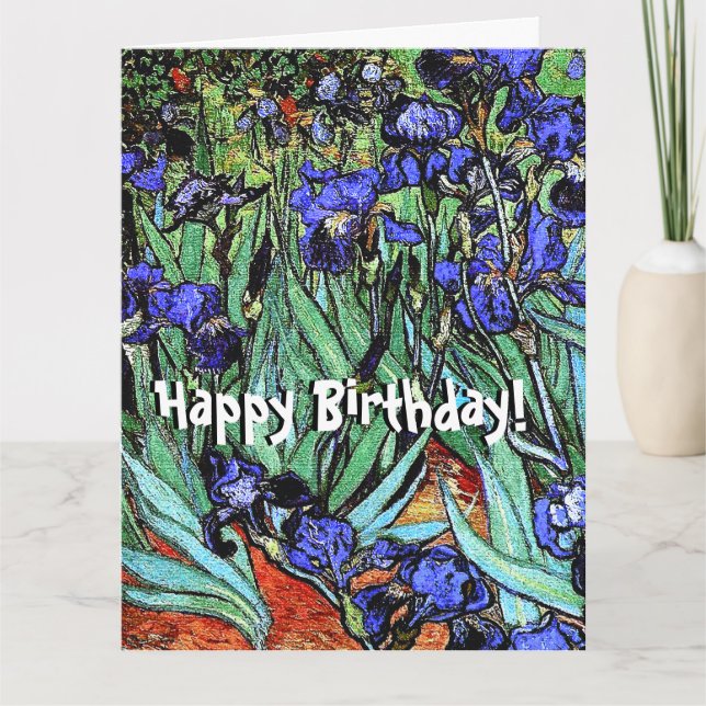 Van Gogh Irises Blume Floral Big Birthday Card Karte (Vorderseite)