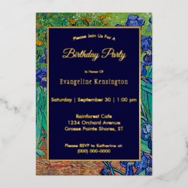 Van Gogh Irises Blumenmalerei Geburtstag Gold Folieneinladung