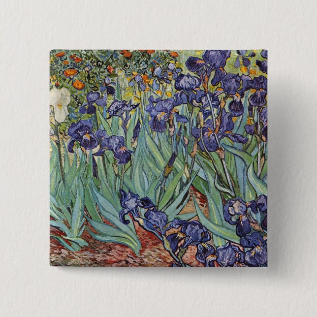 Van Gogh Irises Impressionist Painting Button (Vorderseite)