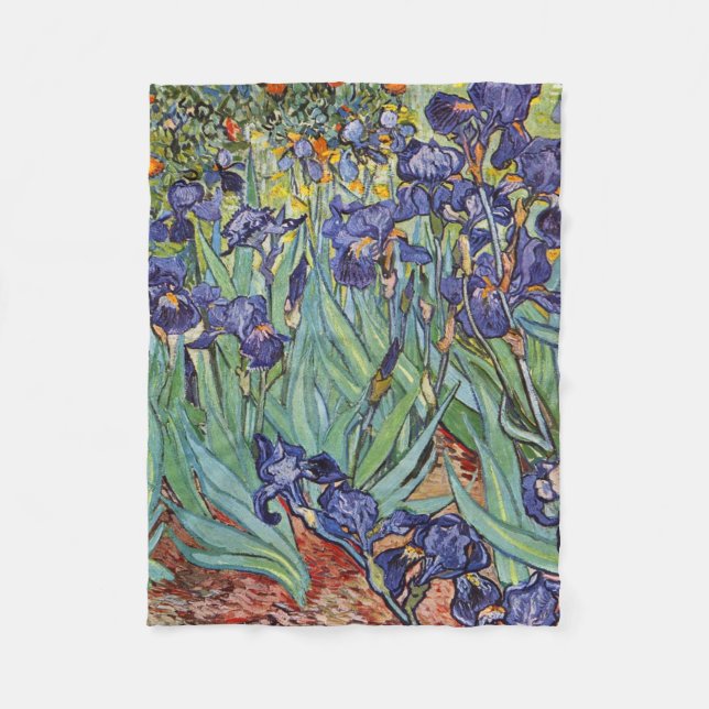 Van Gogh Irises Impressionist Painting Fleecedecke (Vorderseite)