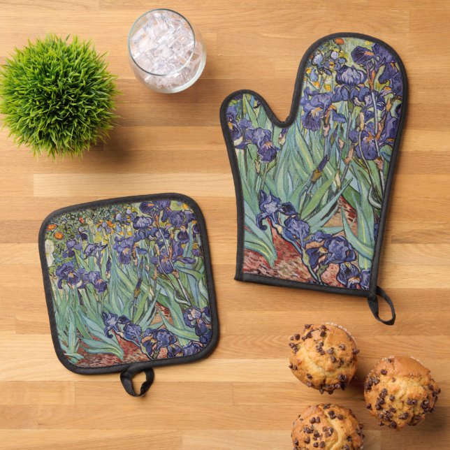 Van Gogh Irises Impressionist Painting Ofenhandschuh & Topflappen-Set (Oben Unten)