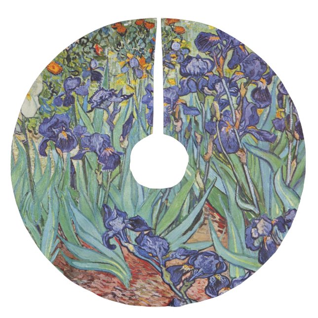 Van Gogh Irises Impressionist Painting Polyester Weihnachtsbaumdecke (Vorderseite)